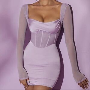 Oh Polly Lorient Lilac Satin Dress